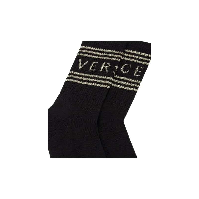 VERSACE SS24 Mid Calf Socks Men's 1 Pack Black-1