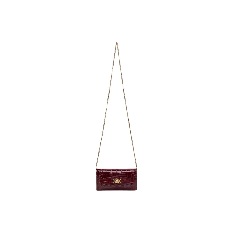 VERSACE Leather Crossbody Bag, Shoulder Bag Women's Burgundy-1