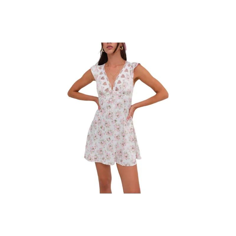 Victoria's Secret Naima Slip Dress White Floral Nightgown Women's White-1