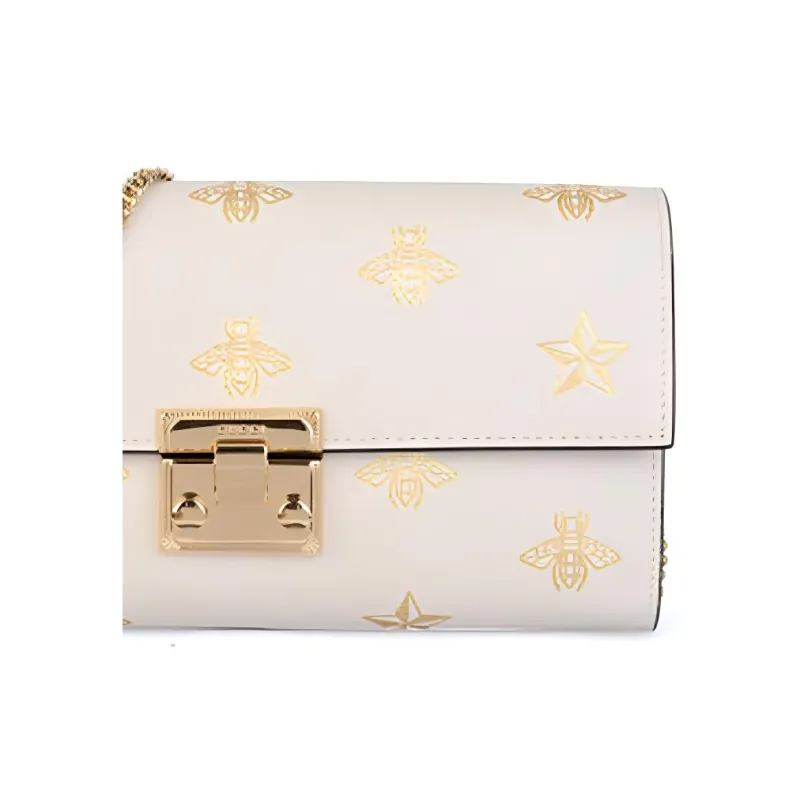 GUCCI Padlock Cow Leather Lock Wallet Handbag Shoulder Bag Clutch Shoulder Bag Women's White-7