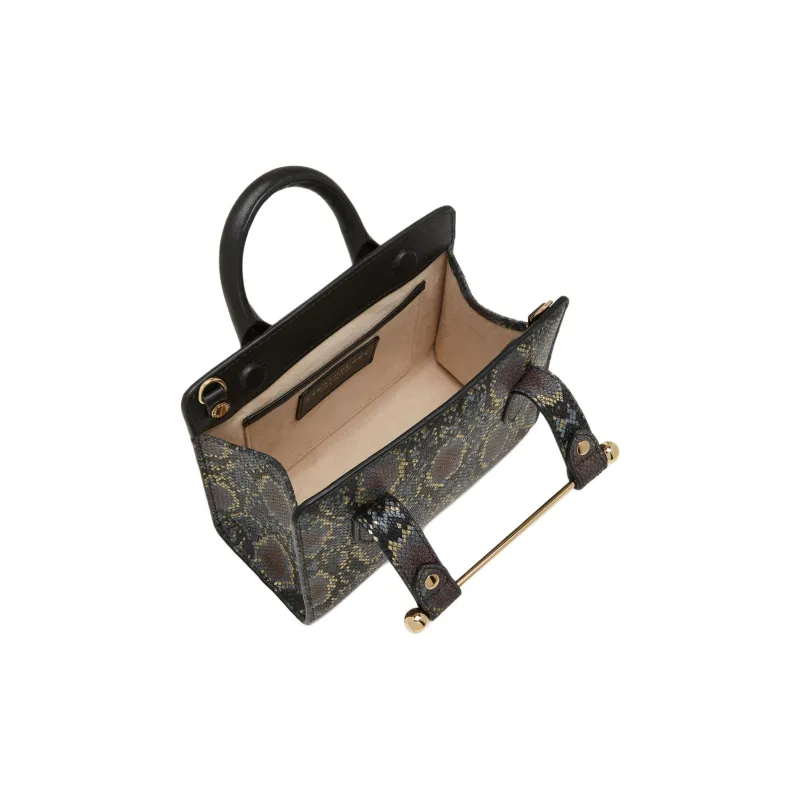 Strathberry Leather Tote Bag Shopping Bag Shoulder Bag Crossbody Bag Handbag Nano Women's Black Gold-3
