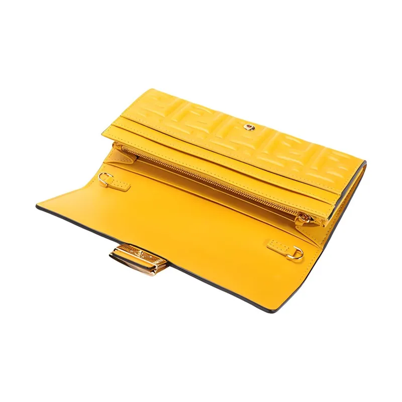 FENDI Baguette Nappa Leather Shoulder Bag Women's Yellow-5