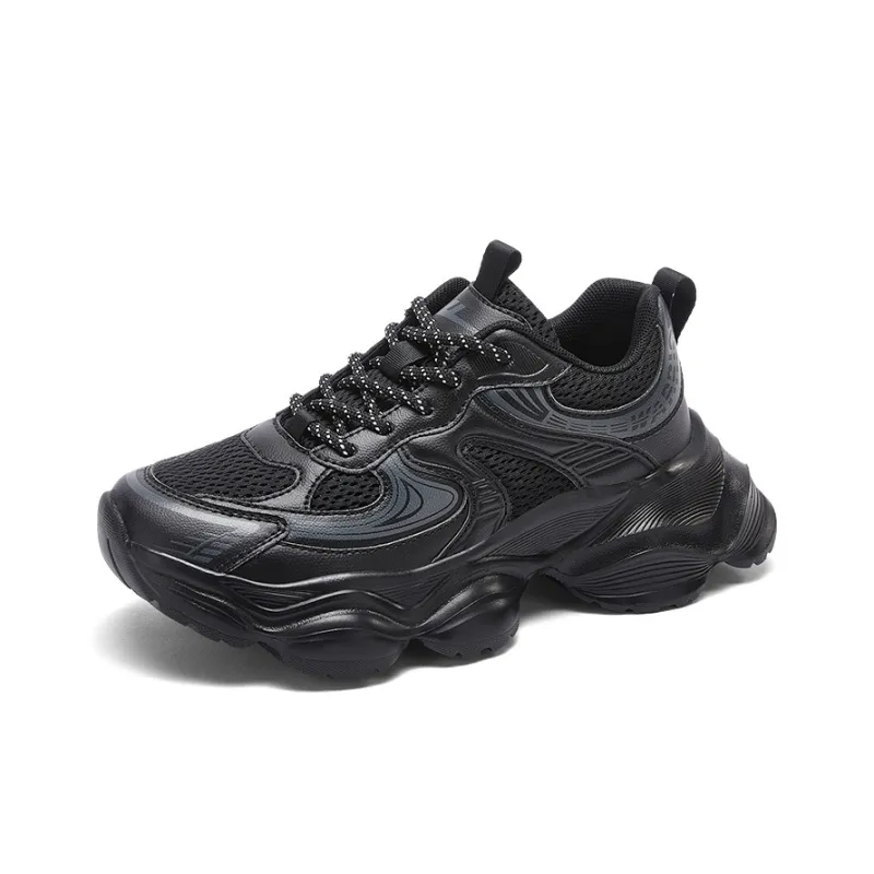 WARRIOR Chunky Sneakers Unisex Low Top Black-1
