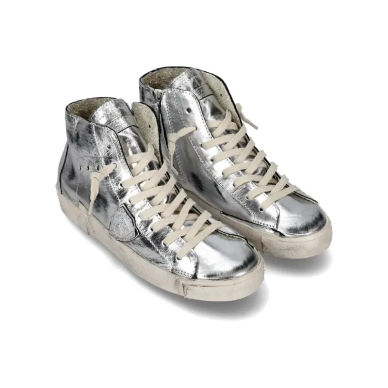 PHILIPPE MODEL Prs High-Top Skateboard Shoes Women's Silver-1