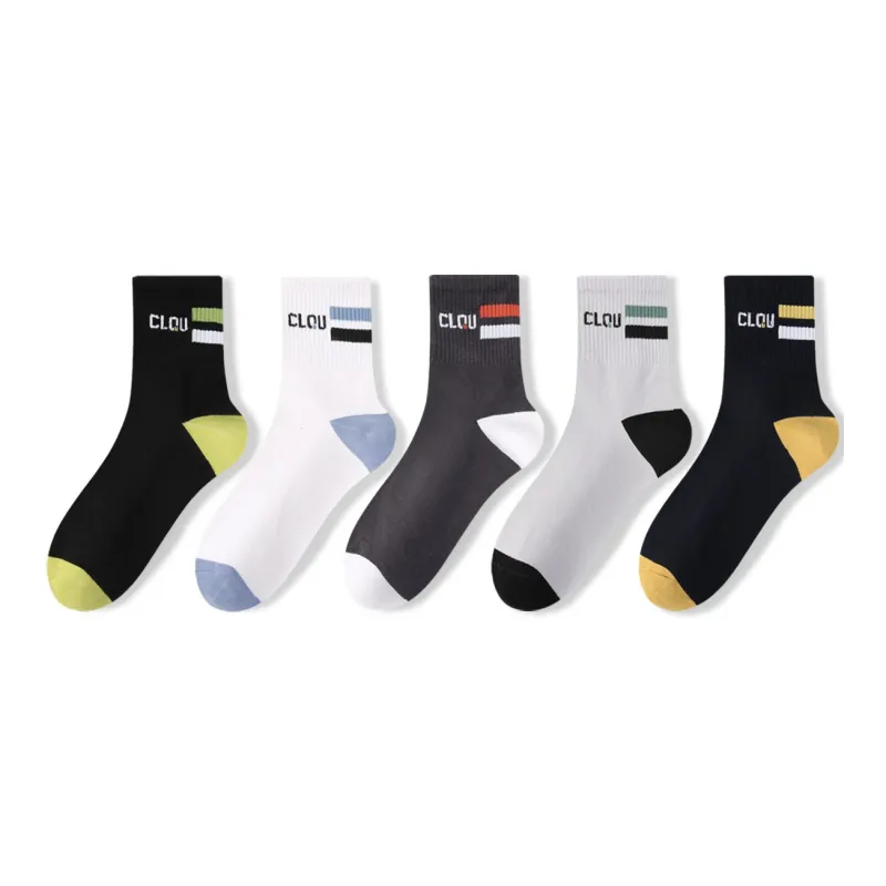H YXIANG Mid Calf Socks Men's 5 Pack Multicolor-2