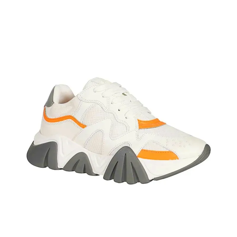 VERSACE Squalo Low-Top Platform Shoes Women's White Orange-2