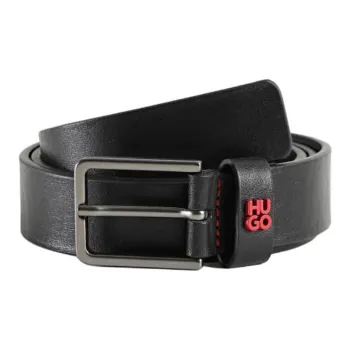 HUGO BOSS Metal Leather Belts Men's Black Width  3CM