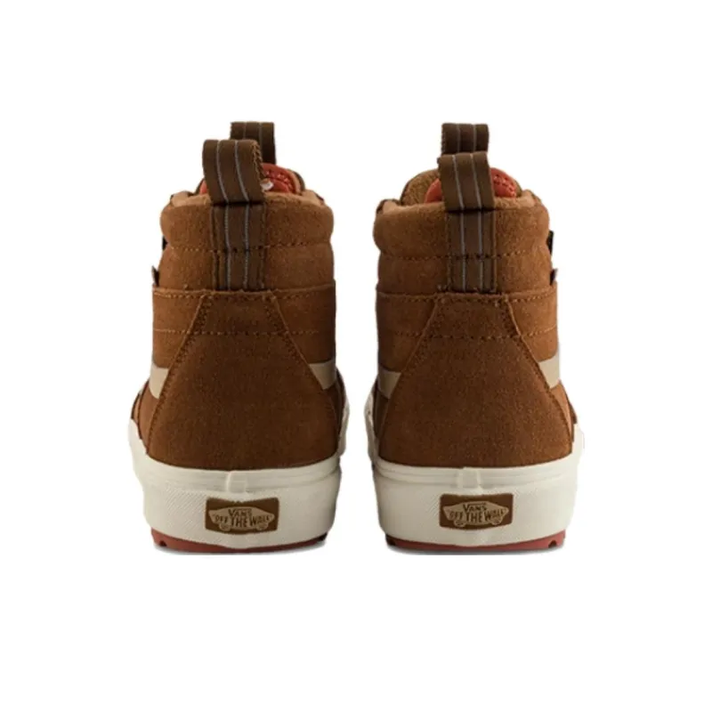 Vans Anti Slip Wear Resistant High Top Hiking Shoes Unisex Brown-4