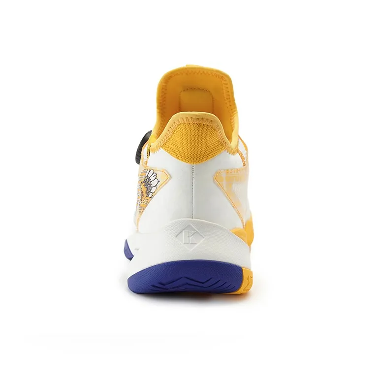 KUMPOO Anti Slip Wear Resistant Breathable Supportive Impact Resistant Mid Top Badminton Shoes Unisex Yellow White-4