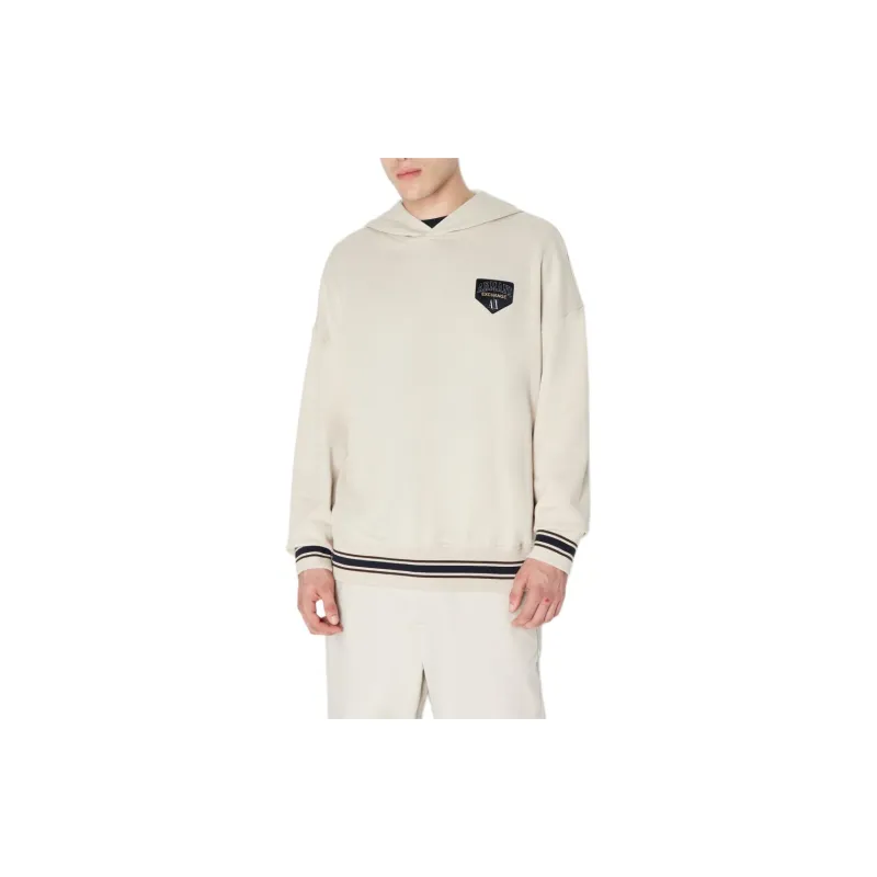 ARMANI EXCHANGE Striped Detailing Drawstring Hoodie-4