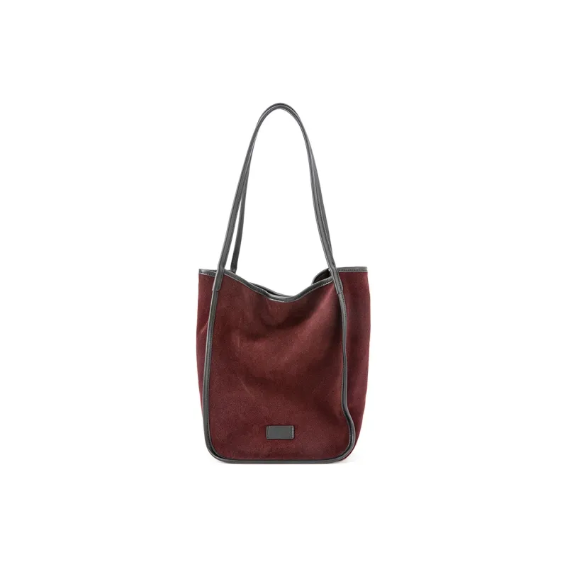 VENOF Cow Leather Tote Bag Shopping Bag Shoulder Bags Medium Size Women's Coffee/Rebrown/Royal Red-13