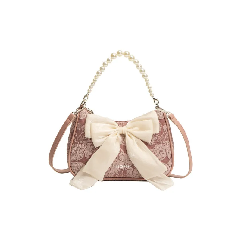 NOMK Canvas Shoulder Bag Crossbody Handbag Regular Women's Pink/White-0