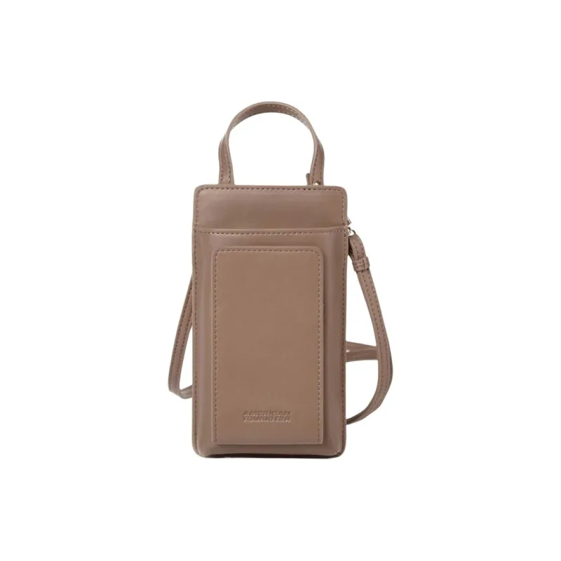 AMERICAN TOURISTER Polyurethane Cell Phone Pouch, Crossbody Bag Mini Women's Taupe-0