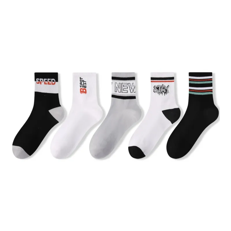 H YXIANG Mid Calf Socks Men's 5 Pack Multicolor-2