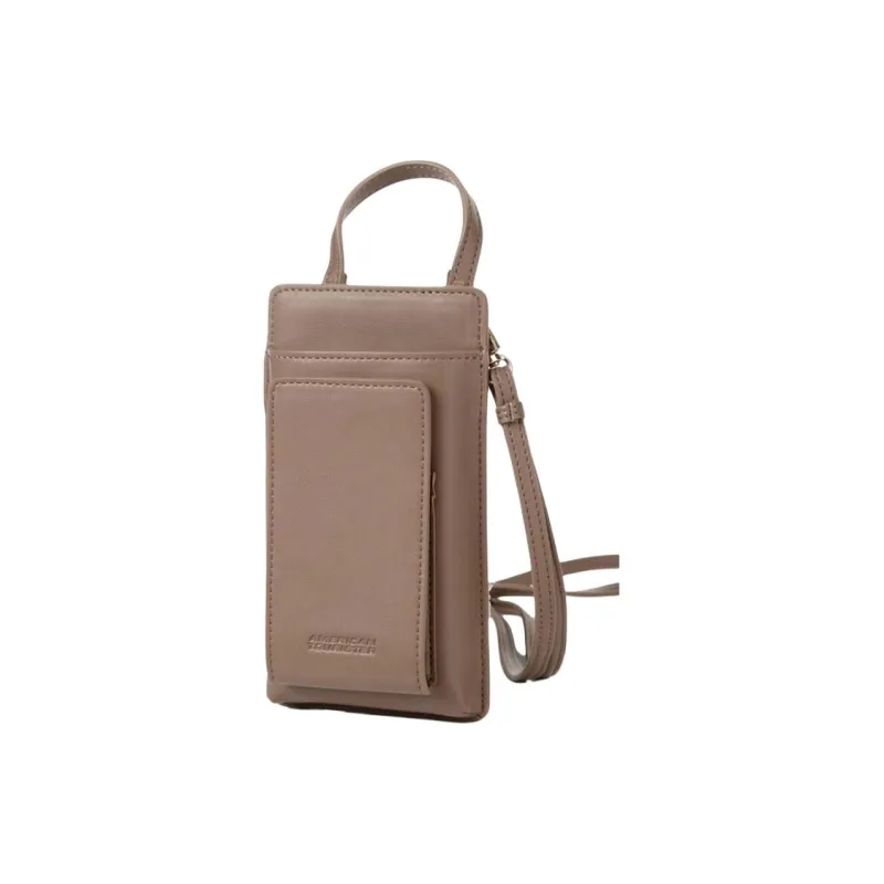 AMERICAN TOURISTER Polyurethane Cell Phone Pouch, Crossbody Bag Mini Women's Taupe-1