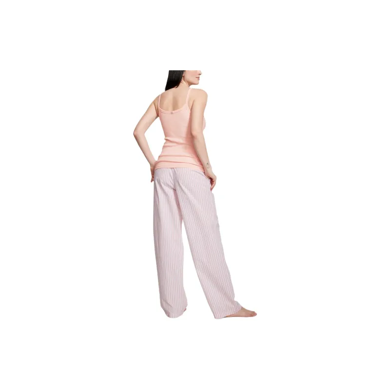 Victoria's Secret Cotton Tank Tee Jama Set Pale Rose Stripes Pajama Set Women's Pink-2