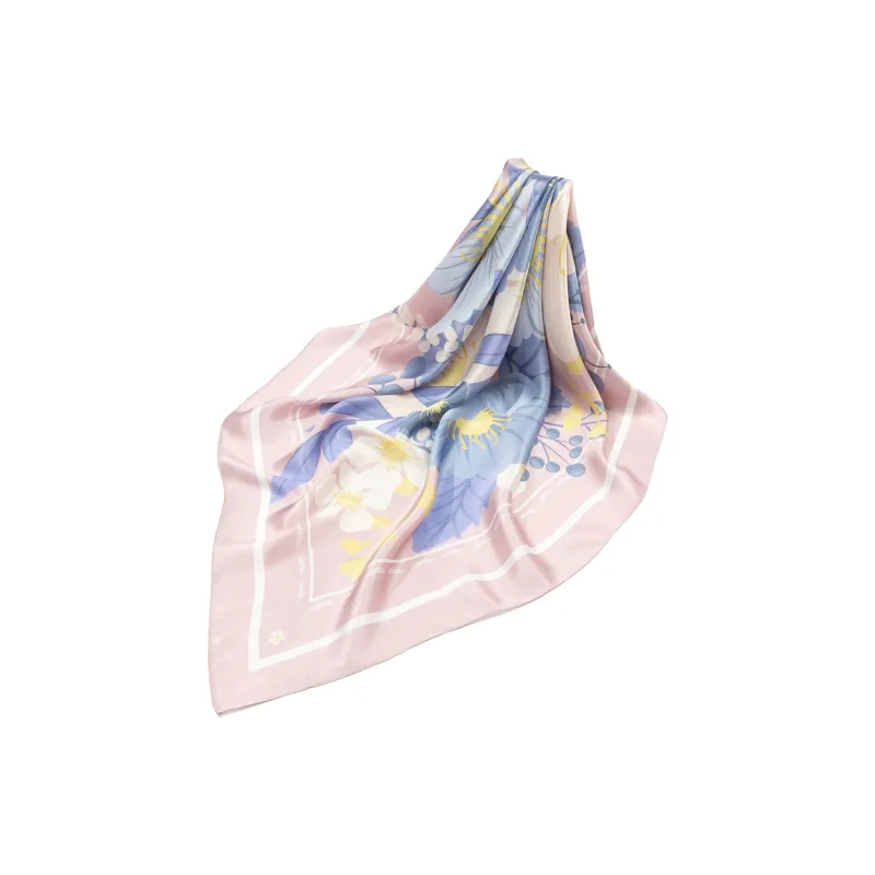 Shanghai Story 100% Mulberry Silk Scarves Women's Blue White, Gift Box Set-40