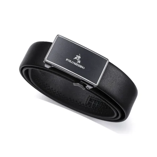 POLOMEISDO Top Grain Cow Leather Men's Belt Inward-Curling Hair Belt Men's Silver 3.5CM