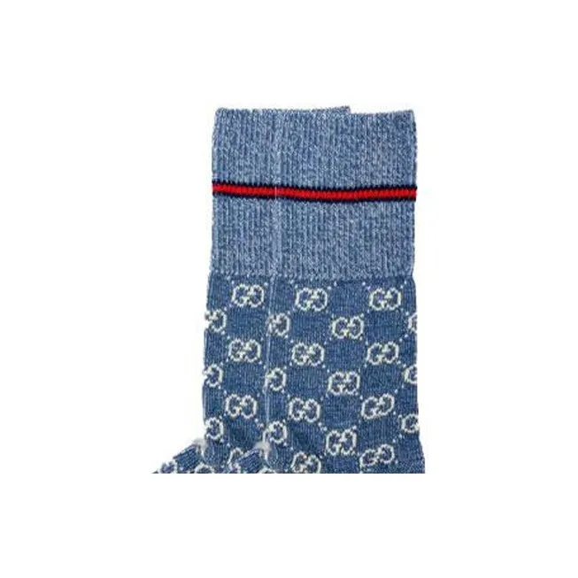 GUCCI SS23 Mid Calf Socks Unisex 1 Pack Blue-3