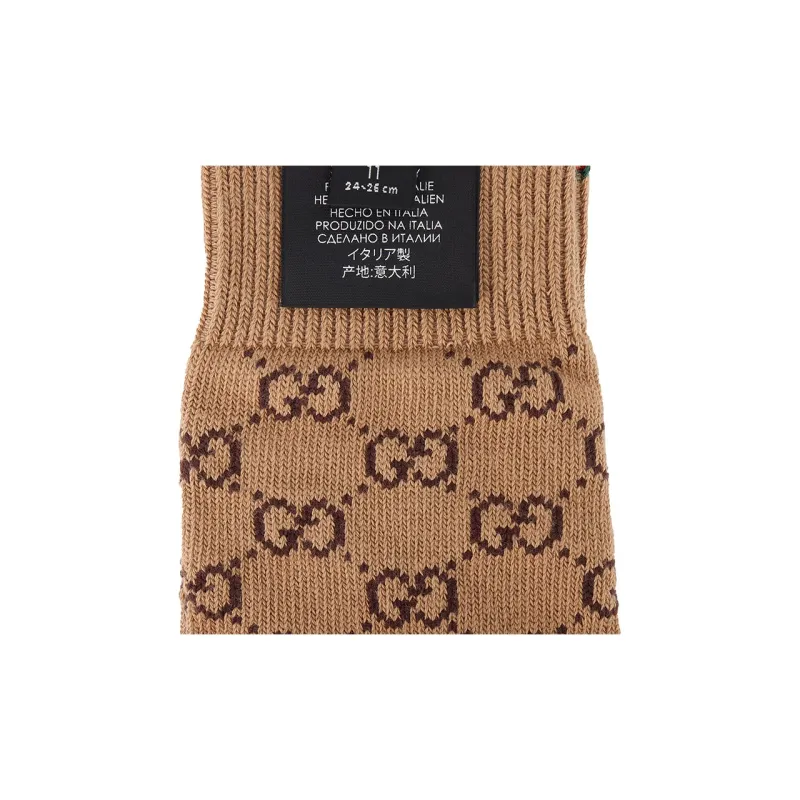 GUCCI Gg Web Socks 'Camel/Dark Green'-4