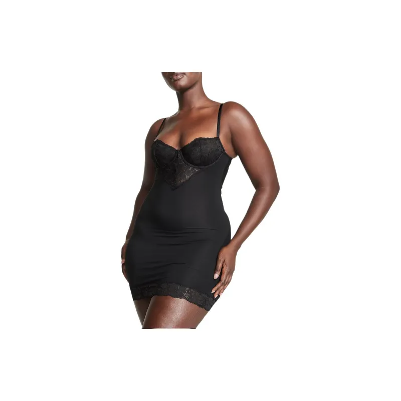Victoria's Secret Modal & Lace Mini Slip/Black Nightgown Women's Black-2