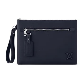 LOUIS VUITTON TAKEOFF Cow Leather Clutch Regular Men's Marine Blue
