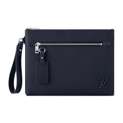 LOUIS VUITTON TAKEOFF Cow Leather Clutch Regular Men's Marine Blue