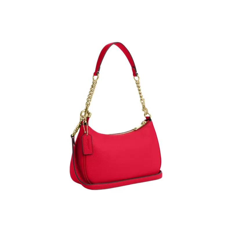 COACH Teri Litchi Grain Leather Crossbody Handbag, Shoulder Bag Medium Size Women's Red-1