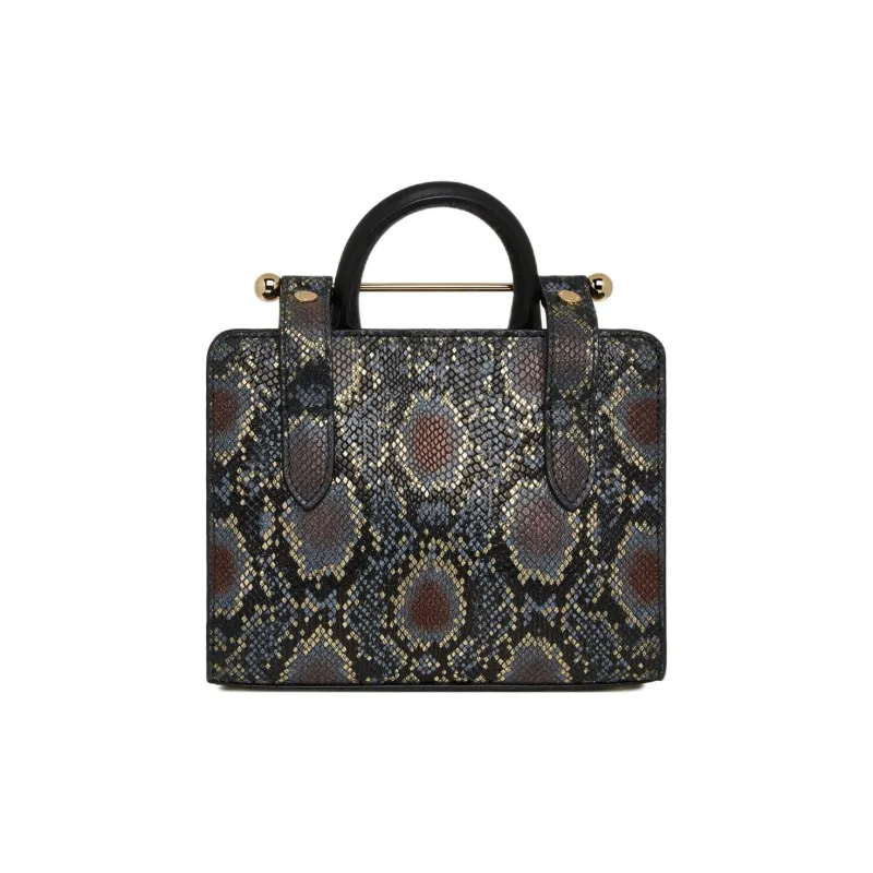 Strathberry Leather Tote Bag Shopping Bag Shoulder Bag Crossbody Bag Handbag Nano Women's Black Gold-2