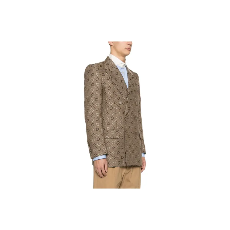 GUCCI Gg Pattern Double Breasted Jacket-8