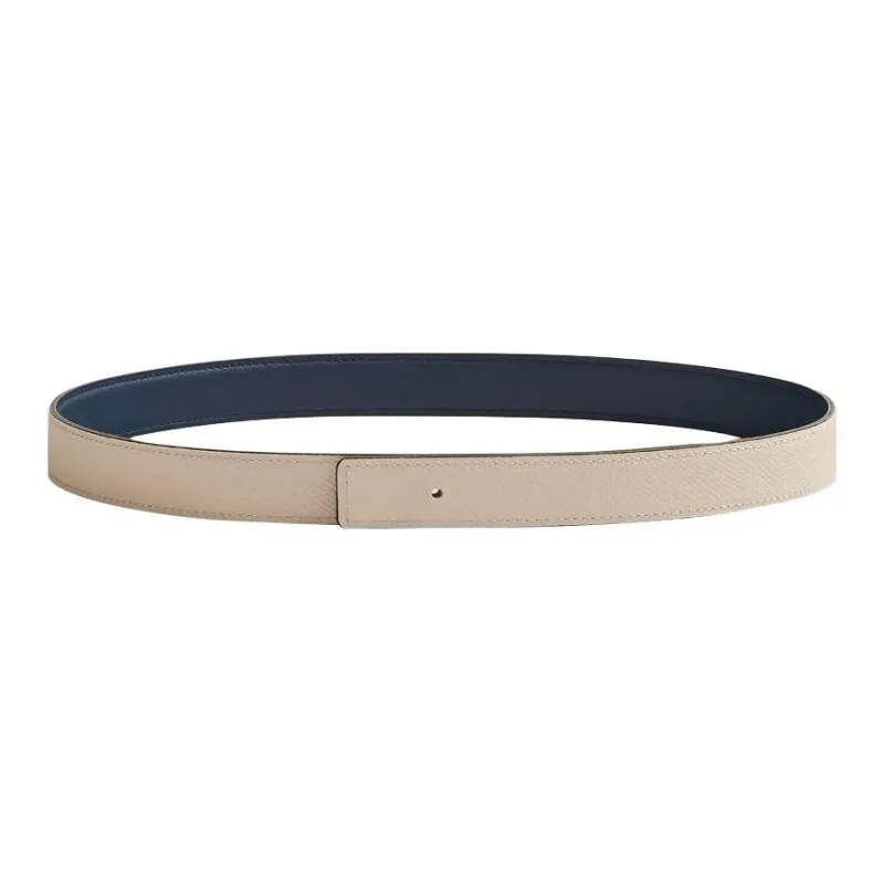 HERMES Epsom Leather Leather Belts Unisex Dark Blue/Khaki Width: 3.2CM-1