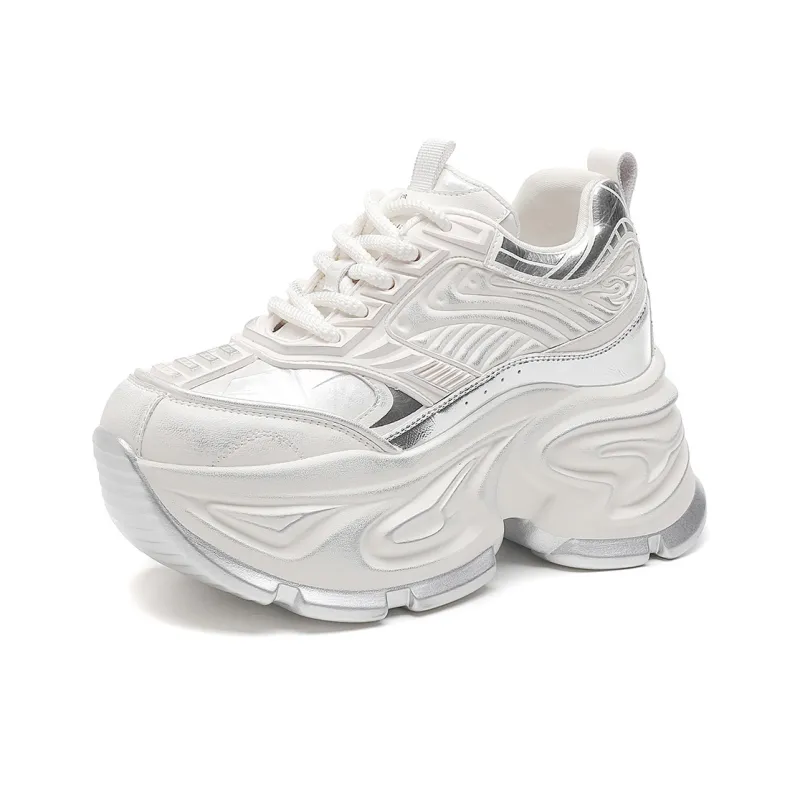 CARDANRO Low-Top Platform Height Increasing 10cm Vintage Chunky Sneakers Women's-1