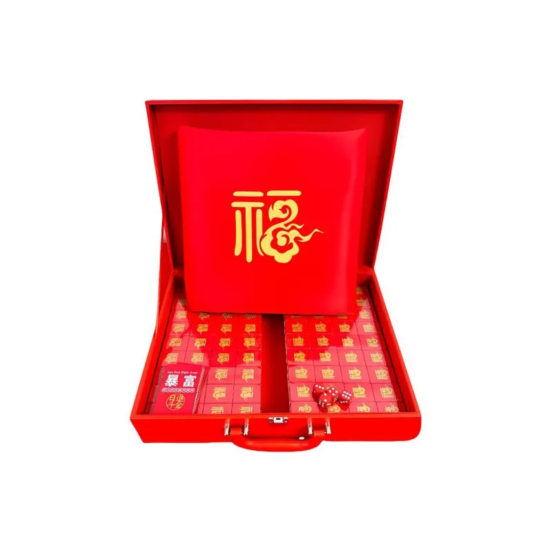 Imono Hand Crafted Mahjong Tiles For Home Use Red Gold Board Games-12