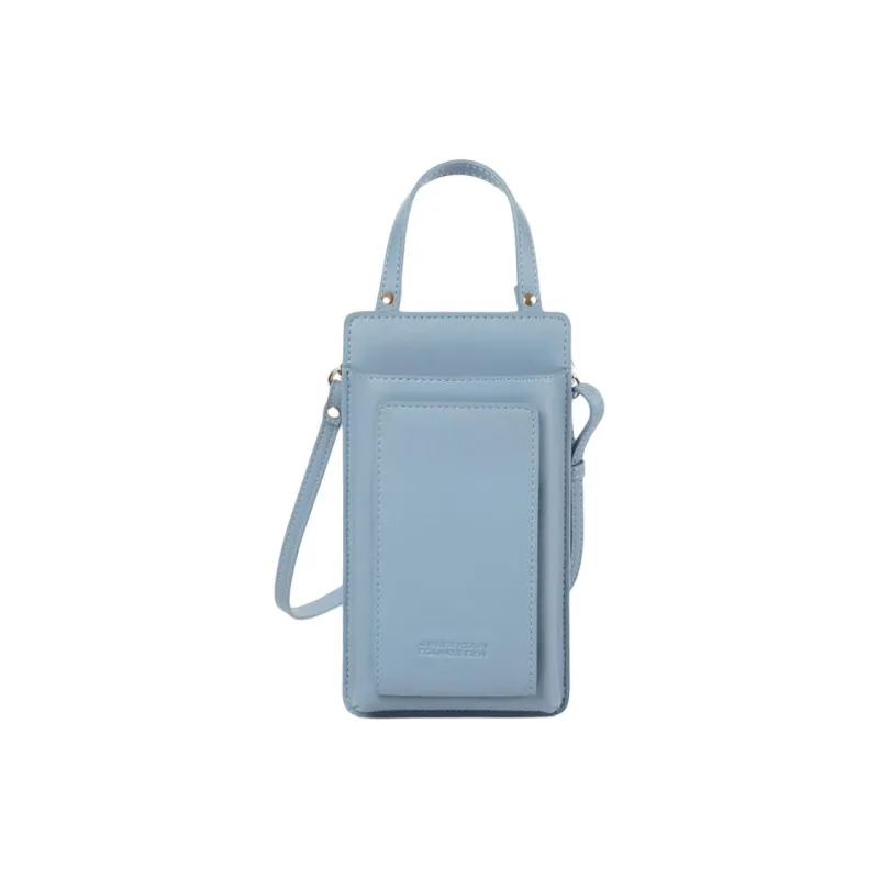 AMERICAN TOURISTER Polyurethane Cell Phone Pouch, Crossbody Bag Mini Women's Gray Blue-0