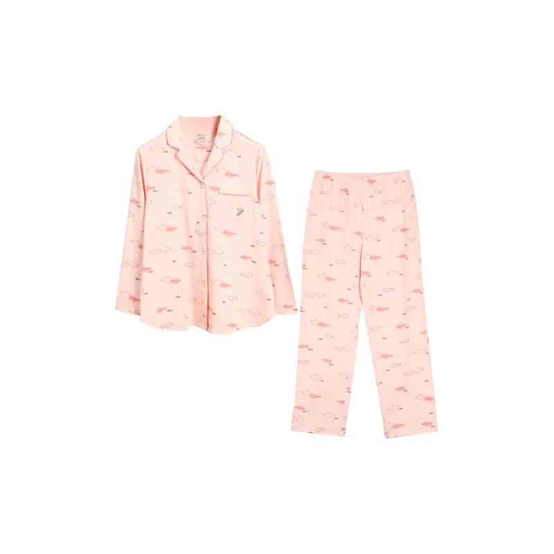 Red Beans At Home Pajama Set Women's Serene Pink-1
