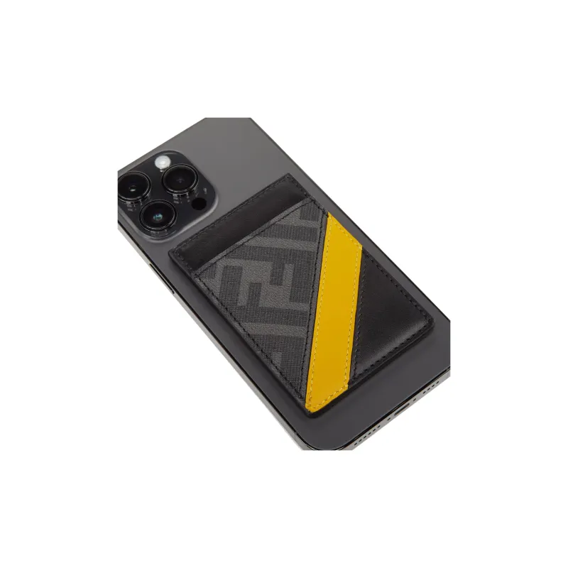 FENDI Calfskin Card Holder Men's Black-2