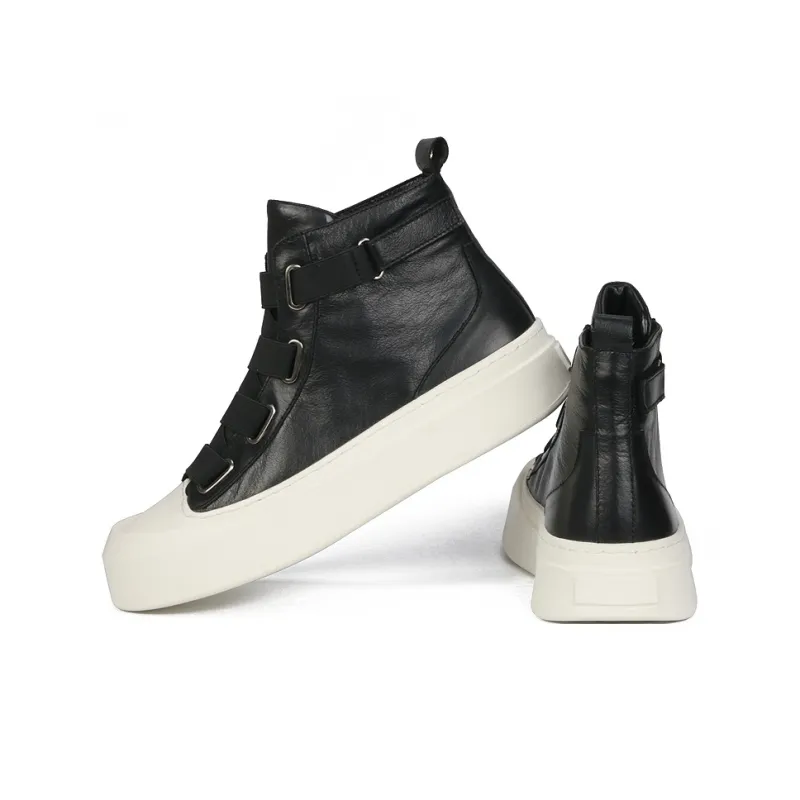 Thai Points High Top Skateboard Shoes Men's Black-7