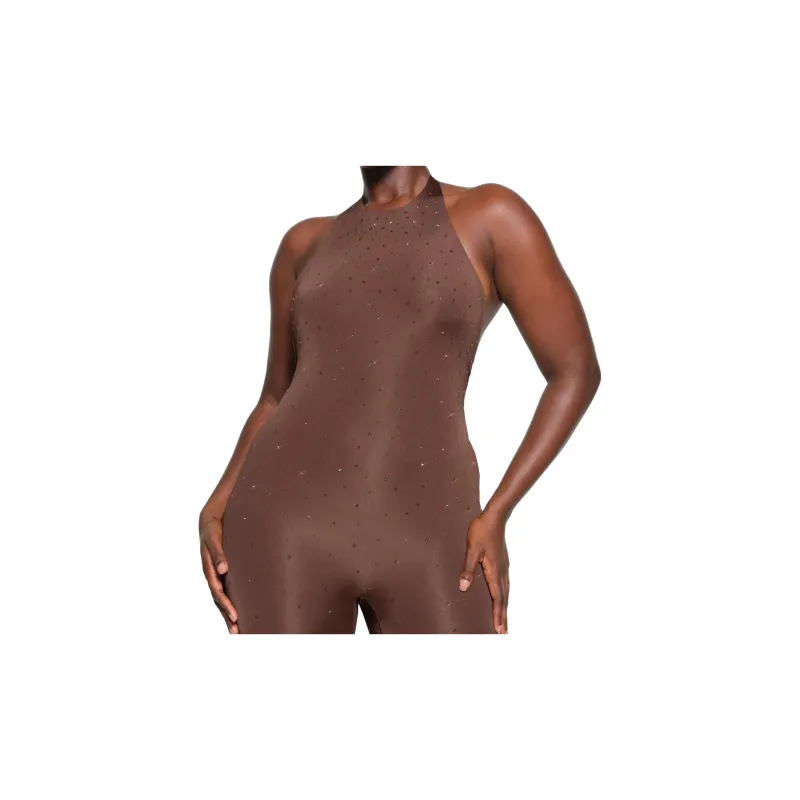 Skims X Swarovski Jelly Sheer Halter Catsuit Onyx-3