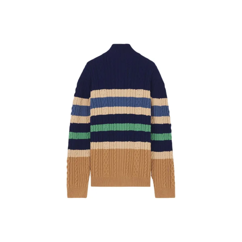 Maison Kitsune Striped Zipped Jumper-1