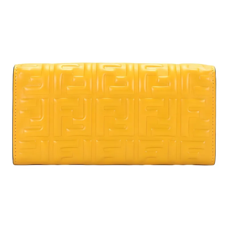 FENDI Baguette Nappa Leather Shoulder Bag Women's Yellow-3