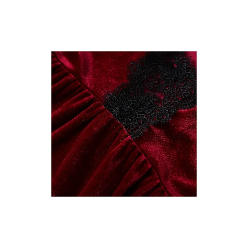 Flowers In Water Nightgown Women's Burgundy-1