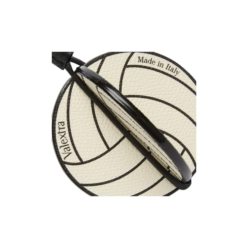 Valextra Calfskin Volleyball Charm Bag Merchandise Women's White & Black-2