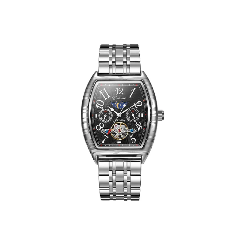 Dulunwe Automatic Mechanical Movement Steel Strap Watch Men's Watches White Dial-7