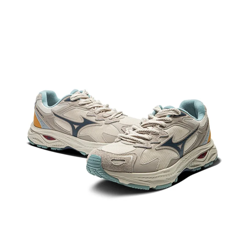 Mizuno Racer S 2.0 Running Shoes Unisex Low Top Oyster Gray/Deep Sea Blue/Yellow-2