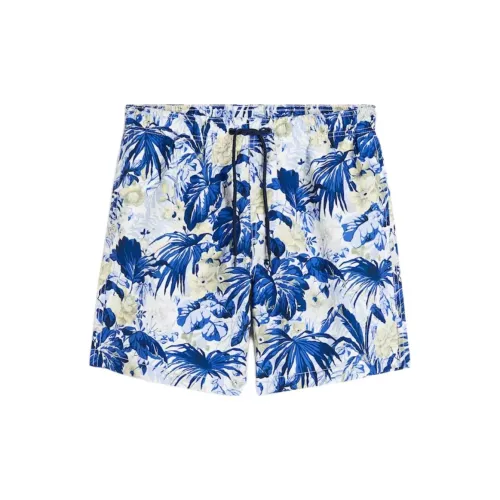 H&M Swimming Shorts Men Dark Blue Leaf Pattern