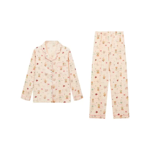 Sleep Students Dormitory Home Outerwear Ready Pajama Set Women's Pink