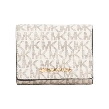 MICHAEL KORS Jet Set Travel Coated Canvas Wallet Medium Size Women's White & Yellow