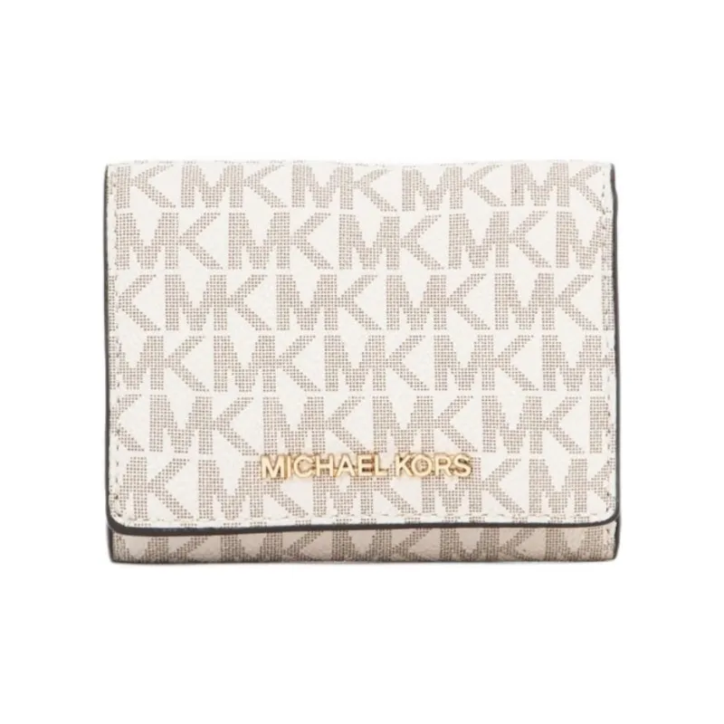MICHAEL KORS Jet Set Travel Coated Canvas Wallet Medium Size Women's White & Yellow-0