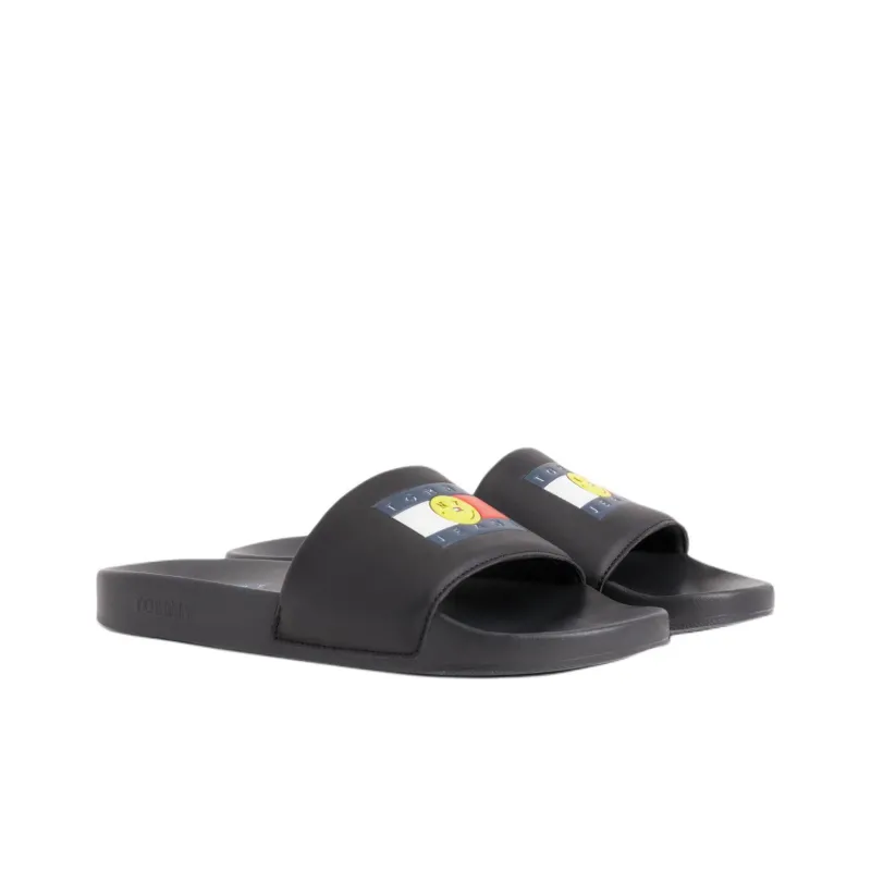 Tommy Hilfiger Tommy Hilfiger X Smiley Co-brand EVA Abrasion-Resistant Slide Slippers Men's Black-1