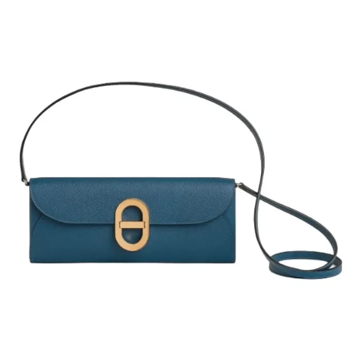 HERMES Chaine D'Ancre To Go Epsom Leather Pig Nose Bag Wallet Women's S4 Deep Blue Dark Blue-0